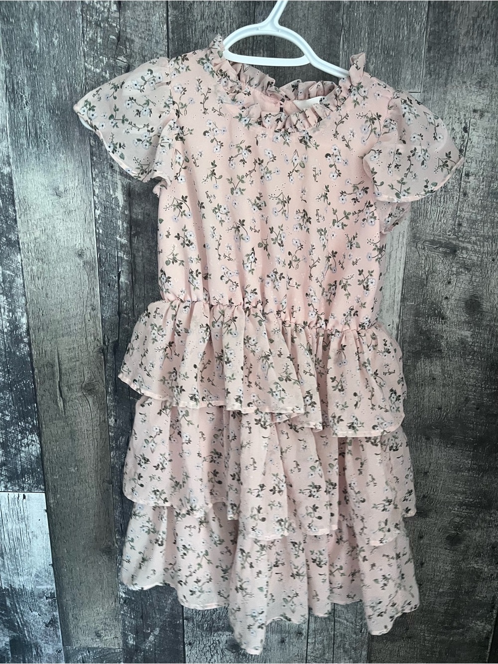 H&M Pink Floral Tiered Ruffle Dress
